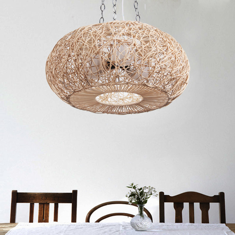 Modernist Lantern Hanging Light Rattan 1 Bulb Ceiling Pendant Lamp in Wood for Living Room Clearhalo 'Ceiling Lights' 'Modern Pendants' 'Modern' 'Pendant Lights' 'Pendants' Lighting' 274738