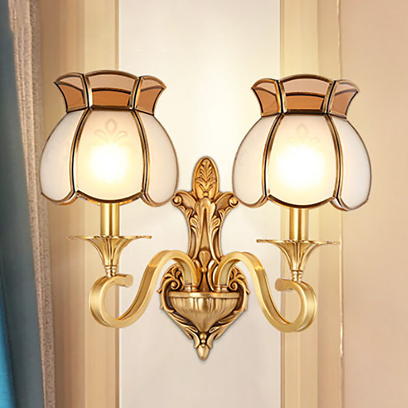 Metal Brass Sconce Light Birdcage 1/2-Head Traditionalism Wall Lighting Fixture for Living Room 2.0 Brass Clearhalo 'Wall Lamps & Sconces' 'Wall Lights' Lighting' 274768