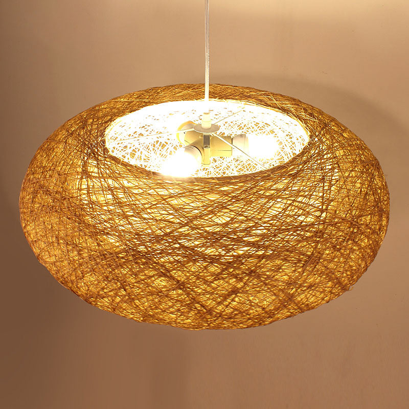 Modernism Weave Pendant Lighting Rope 1 Bulb Hanging Light Fixture in Wood for Dining Room Clearhalo 'Ceiling Lights' 'Modern Pendants' 'Modern' 'Pendant Lights' 'Pendants' Lighting' 274783