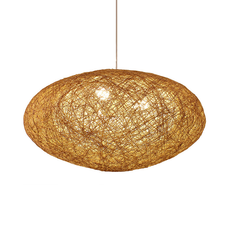 Modernism Weave Pendant Lighting Rope 1 Bulb Hanging Light Fixture in Wood for Dining Room Clearhalo 'Ceiling Lights' 'Modern Pendants' 'Modern' 'Pendant Lights' 'Pendants' Lighting' 274786