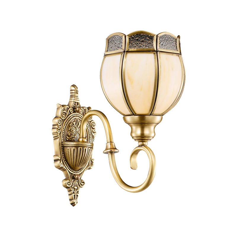 1/2-Head Flower Sconce Light Fixture Traditional Brass Metal Wall Light Sconce for Bedroom Clearhalo 'Wall Lamps & Sconces' 'Wall Lights' Lighting' 274791