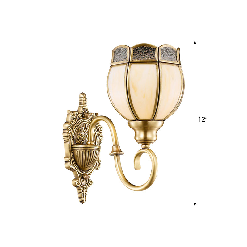 1/2-Head Flower Sconce Light Fixture Traditional Brass Metal Wall Light Sconce for Bedroom Clearhalo 'Wall Lamps & Sconces' 'Wall Lights' Lighting' 274792