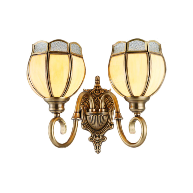 1/2-Head Flower Sconce Light Fixture Traditional Brass Metal Wall Light Sconce for Bedroom Clearhalo 'Wall Lamps & Sconces' 'Wall Lights' Lighting' 274797