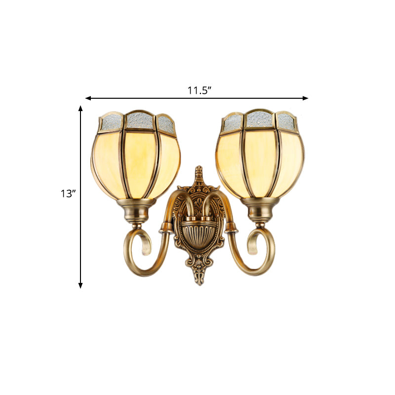 1/2-Head Flower Sconce Light Fixture Traditional Brass Metal Wall Light Sconce for Bedroom Clearhalo 'Wall Lamps & Sconces' 'Wall Lights' Lighting' 274798