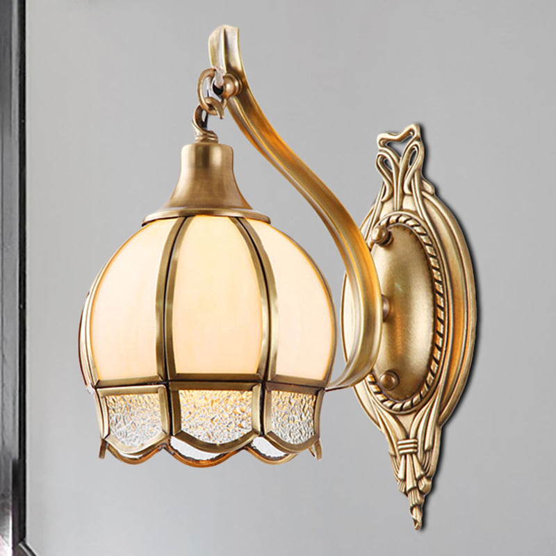 Metal Floral Sconce Light Traditionalism 1/2 Heads Dining Room Wall Lighting Fixture in Brass Clearhalo 'Wall Lamps & Sconces' 'Wall Lights' Lighting' 274826