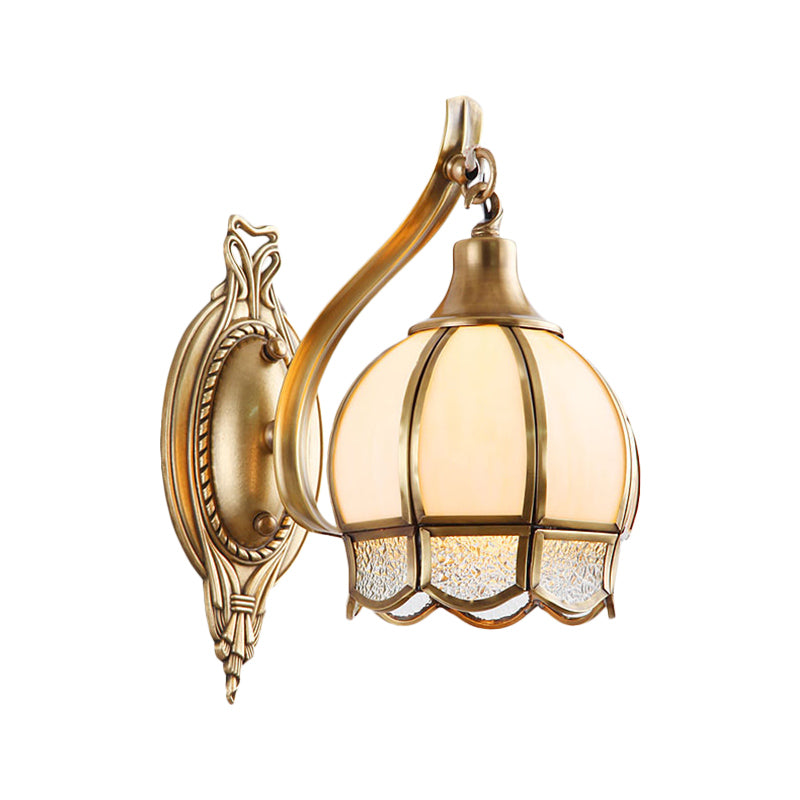 Metal Floral Sconce Light Traditionalism 1/2 Heads Dining Room Wall Lighting Fixture in Brass Clearhalo 'Wall Lamps & Sconces' 'Wall Lights' Lighting' 274828