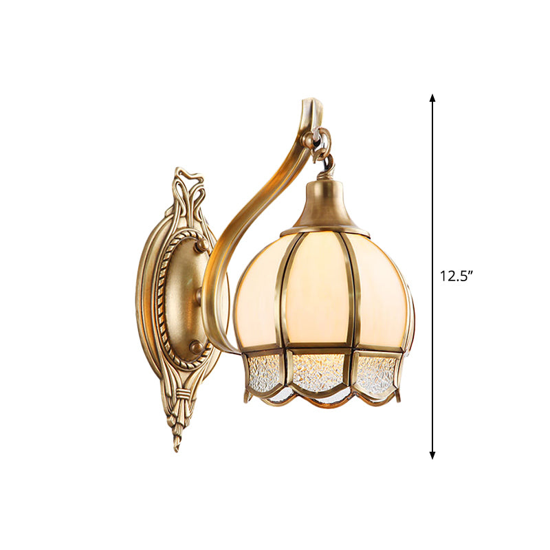 Metal Floral Sconce Light Traditionalism 1/2 Heads Dining Room Wall Lighting Fixture in Brass Clearhalo 'Wall Lamps & Sconces' 'Wall Lights' Lighting' 274829