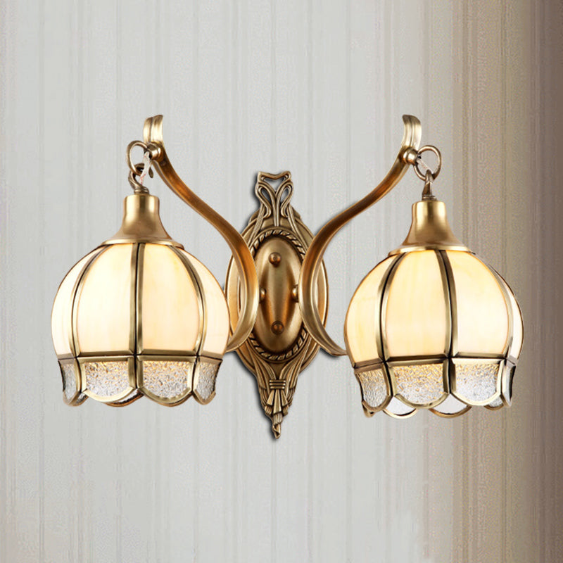 Metal Floral Sconce Light Traditionalism 1/2 Heads Dining Room Wall Lighting Fixture in Brass 2.0 Brass Clearhalo 'Wall Lamps & Sconces' 'Wall Lights' Lighting' 274831