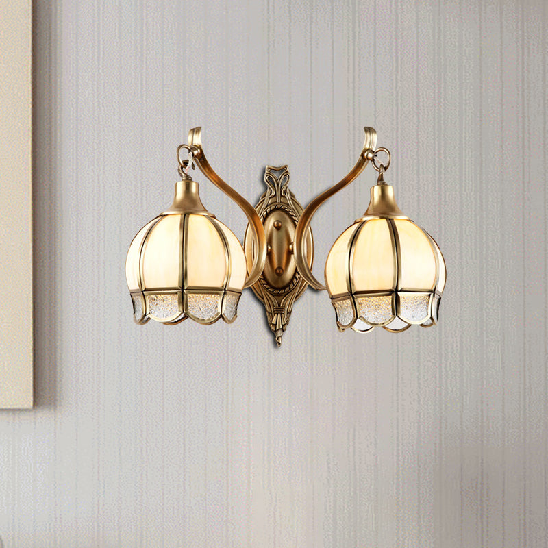 Metal Floral Sconce Light Traditionalism 1/2 Heads Dining Room Wall Lighting Fixture in Brass Clearhalo 'Wall Lamps & Sconces' 'Wall Lights' Lighting' 274832