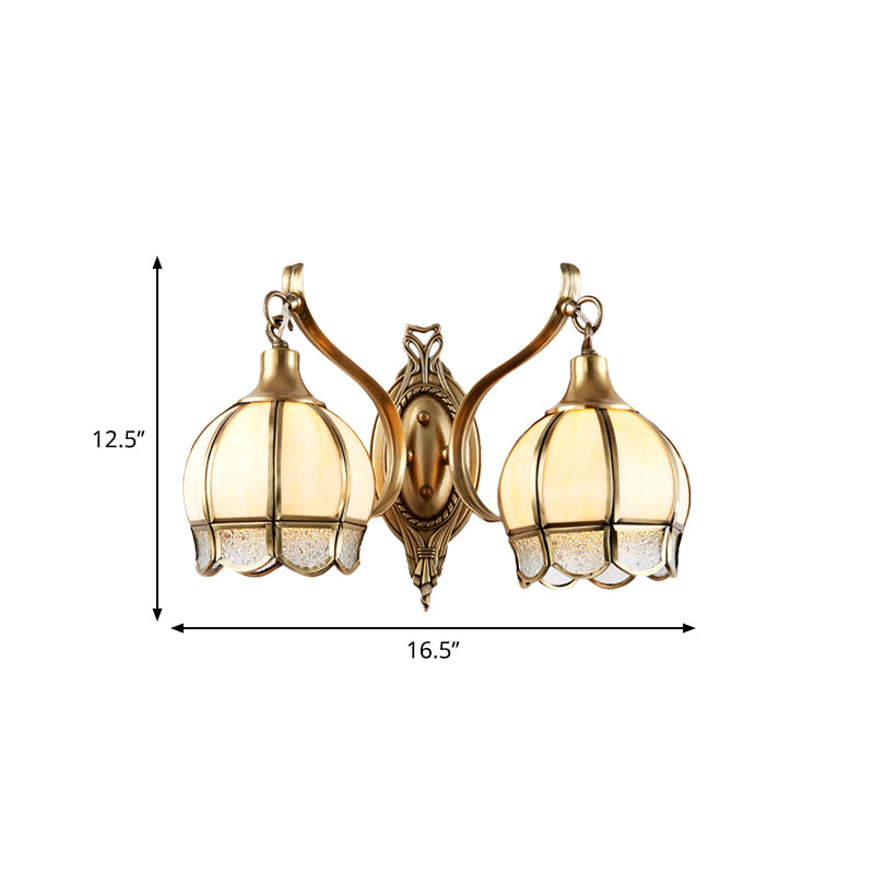 Metal Floral Sconce Light Traditionalism 1/2 Heads Dining Room Wall Lighting Fixture in Brass Clearhalo 'Wall Lamps & Sconces' 'Wall Lights' Lighting' 274834