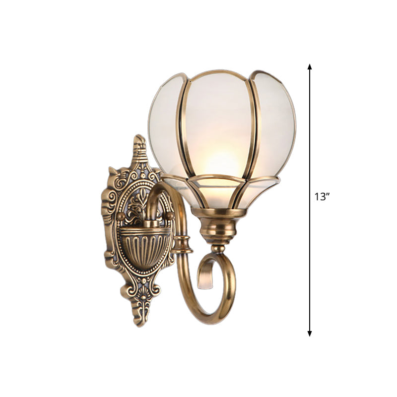 Traditional Flower Sconce Light Fixture 1/2-Bulb Metal Wall Lamp in Brass for Bedroom Clearhalo 'Wall Lamps & Sconces' 'Wall Lights' Lighting' 274848