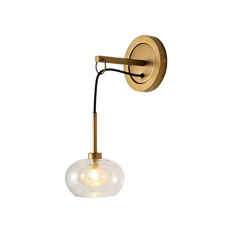 Oval Amber/White Glass Sconce Modernist 1 Light Brass Finish Wall Mounted Drop Lamp Clearhalo 'Cast Iron' 'Glass' 'Industrial' 'Modern wall lights' 'Modern' 'Tiffany' 'Traditional wall lights' 'Wall Lamps & Sconces' 'Wall Lights' Lighting' 274881
