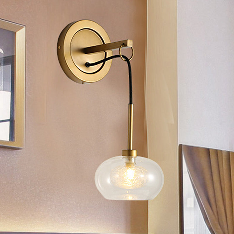 Oval Amber/White Glass Sconce Modernist 1 Light Brass Finish Wall Mounted Drop Lamp White Clearhalo 'Cast Iron' 'Glass' 'Industrial' 'Modern wall lights' 'Modern' 'Tiffany' 'Traditional wall lights' 'Wall Lamps & Sconces' 'Wall Lights' Lighting' 274883
