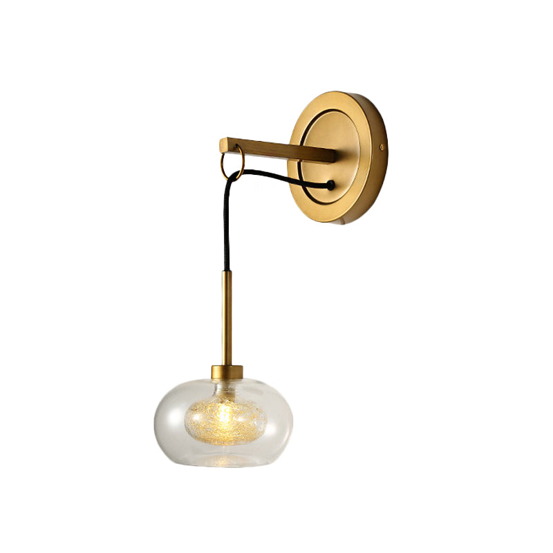 Oval Amber/White Glass Sconce Modernist 1 Light Brass Finish Wall Mounted Drop Lamp Clearhalo 'Cast Iron' 'Glass' 'Industrial' 'Modern wall lights' 'Modern' 'Tiffany' 'Traditional wall lights' 'Wall Lamps & Sconces' 'Wall Lights' Lighting' 274887