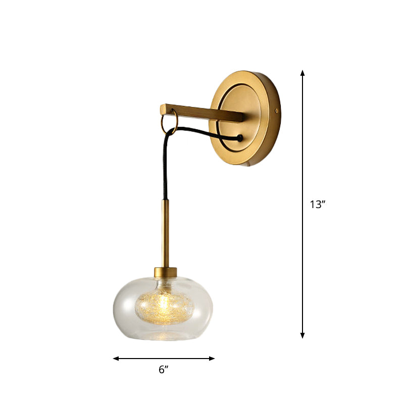 Oval Amber/White Glass Sconce Modernist 1 Light Brass Finish Wall Mounted Drop Lamp Clearhalo 'Cast Iron' 'Glass' 'Industrial' 'Modern wall lights' 'Modern' 'Tiffany' 'Traditional wall lights' 'Wall Lamps & Sconces' 'Wall Lights' Lighting' 274888