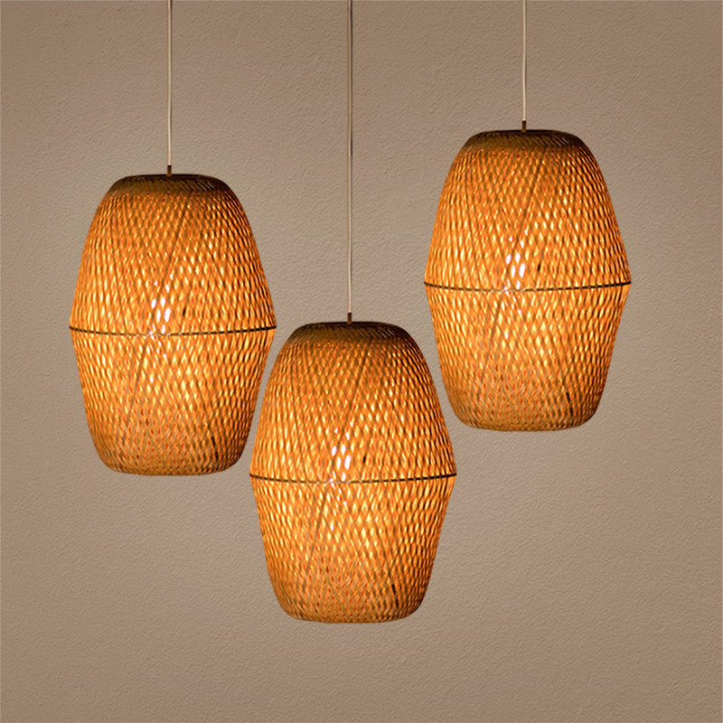 Wood Bell Pendant Lighting Tradition Bamboo 1 Bulb Hanging Lamp Kit for Restaurant Wood Clearhalo 'Ceiling Lights' 'Modern Pendants' 'Modern' 'Pendant Lights' 'Pendants' Lighting' 274889