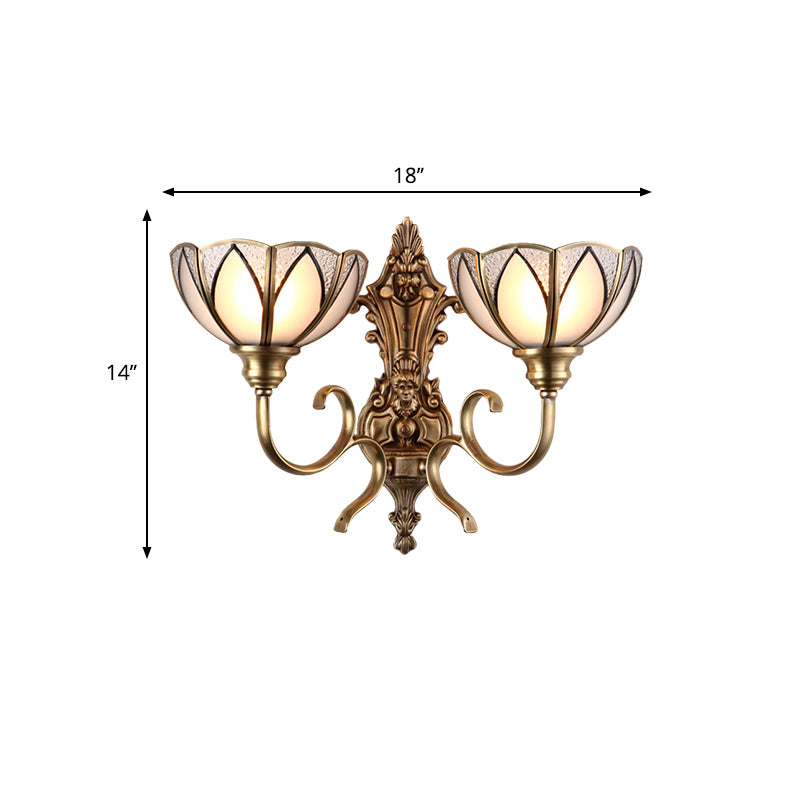 Bowl Hallway Wall Lamp Traditional Metal 1/2 Heads Brass Wall Mounted Light with White Glass Shade Clearhalo 'Wall Lamps & Sconces' 'Wall Lights' Lighting' 274905