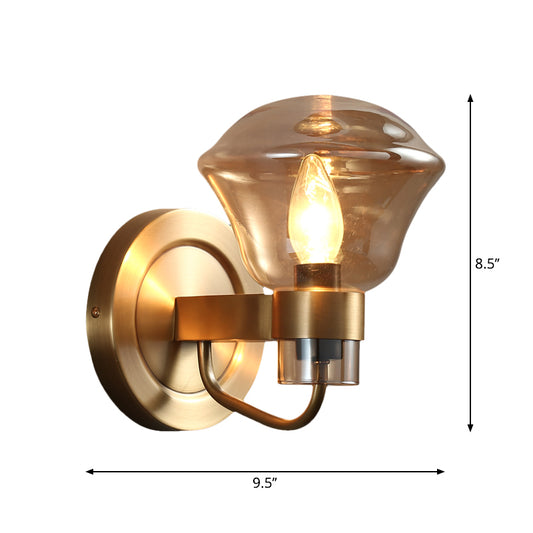 Bell Wall Sconce Retro Style Smoke Gray/Amber Glass 1 Bulb Brass Wall Mounted Light Fixture Clearhalo 'Cast Iron' 'Glass' 'Industrial' 'Modern wall lights' 'Modern' 'Tiffany' 'Traditional wall lights' 'Wall Lamps & Sconces' 'Wall Lights' Lighting' 274919