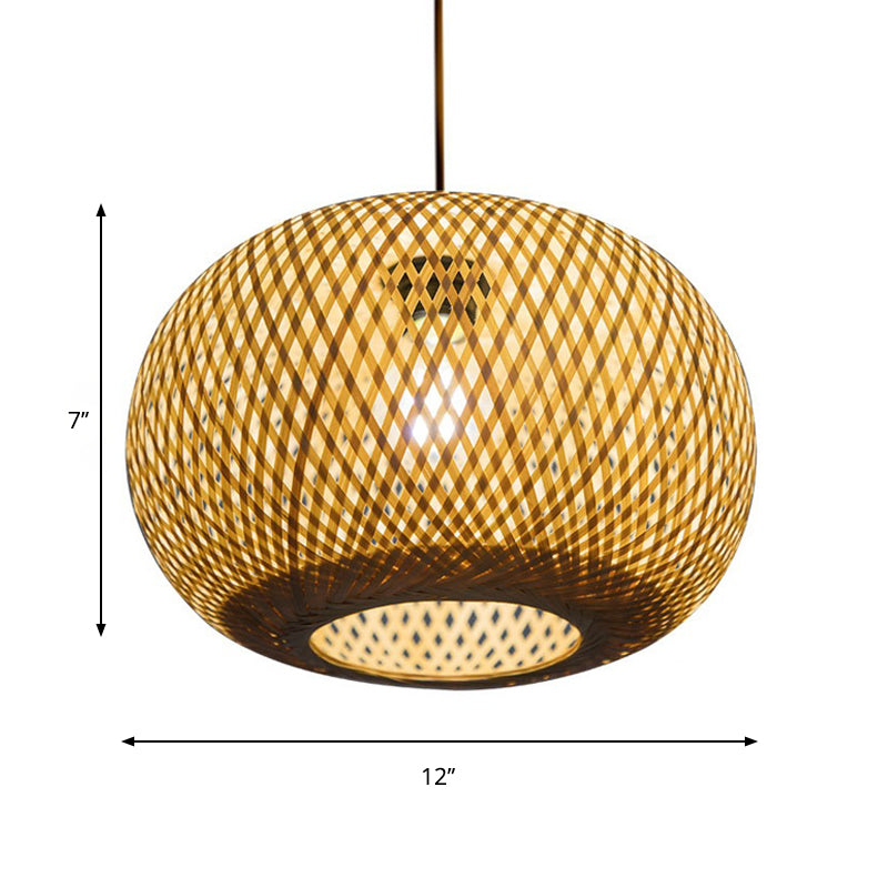 Modernism 1 Bulb Pendant Lighting Wood Donut/Hat Hanging Light Fixture with Bamboo Shade Clearhalo 'Ceiling Lights' 'Modern Pendants' 'Modern' 'Pendant Lights' 'Pendants' Lighting' 274943