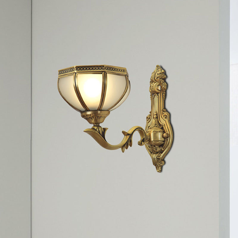 Dome Metal Sconce Light Traditionalism 1/2-Bulb Living Room Wall Light Fixture in Brass 1.0 Brass Clearhalo 'Wall Lamps & Sconces' 'Wall Lights' Lighting' 275028