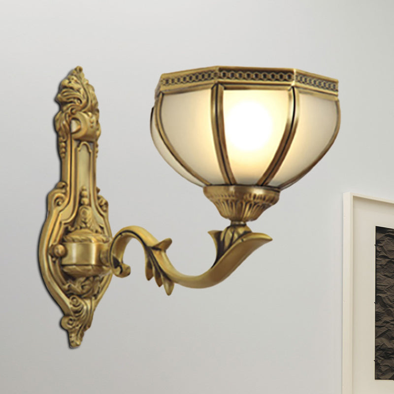 Dome Metal Sconce Light Traditionalism 1/2-Bulb Living Room Wall Light Fixture in Brass Clearhalo 'Wall Lamps & Sconces' 'Wall Lights' Lighting' 275029