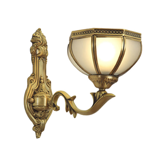 Dome Metal Sconce Light Traditionalism 1/2-Bulb Living Room Wall Light Fixture in Brass Clearhalo 'Wall Lamps & Sconces' 'Wall Lights' Lighting' 275031