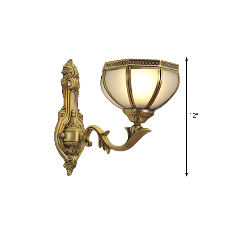 Dome Metal Sconce Light Traditionalism 1/2-Bulb Living Room Wall Light Fixture in Brass Clearhalo 'Wall Lamps & Sconces' 'Wall Lights' Lighting' 275032