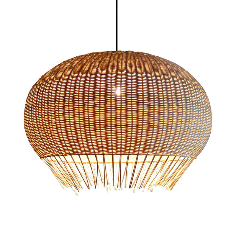 Rustic Woven Hanging Light Rattan 1 Bulb Ceiling Pendant Lamp in Wood for Restaurant Clearhalo 'Ceiling Lights' 'Modern Pendants' 'Modern' 'Pendant Lights' 'Pendants' Lighting' 275050