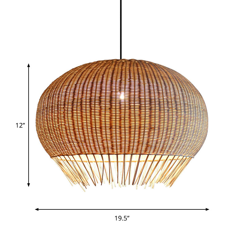 Rustic Woven Hanging Light Rattan 1 Bulb Ceiling Pendant Lamp in Wood for Restaurant Clearhalo 'Ceiling Lights' 'Modern Pendants' 'Modern' 'Pendant Lights' 'Pendants' Lighting' 275051