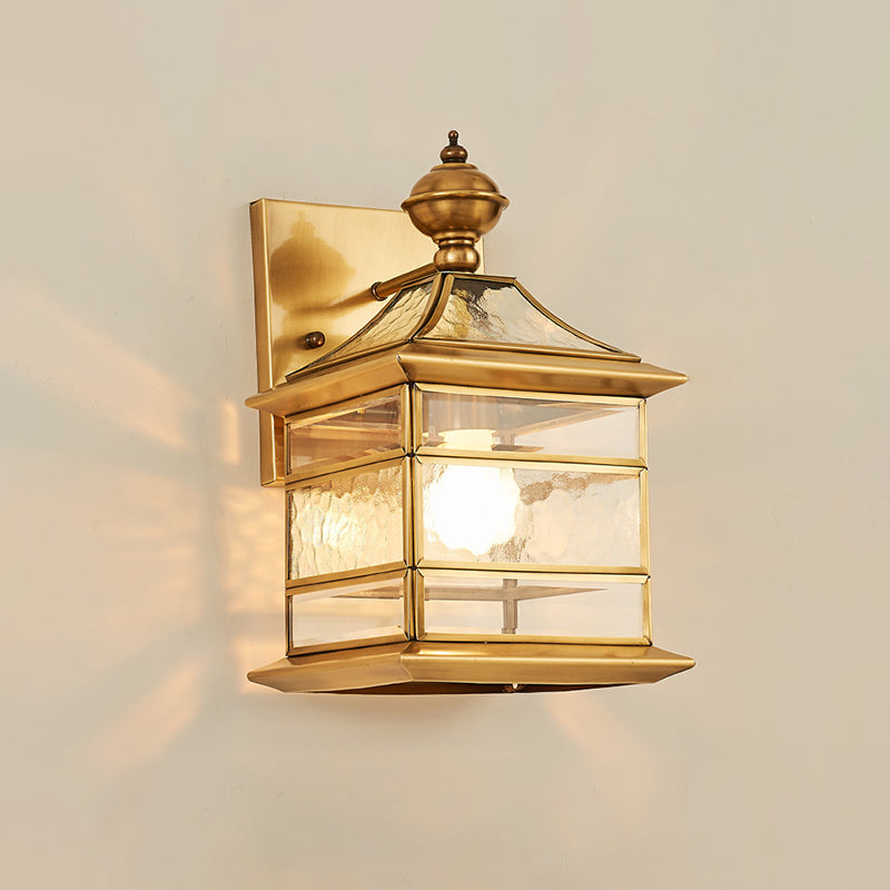 Brass Square Wall Lamp Traditionalist Metal 1 Light Living Room Wall Mount Lighting Brass B Clearhalo 'Wall Lamps & Sconces' 'Wall Lights' Lighting' 275114