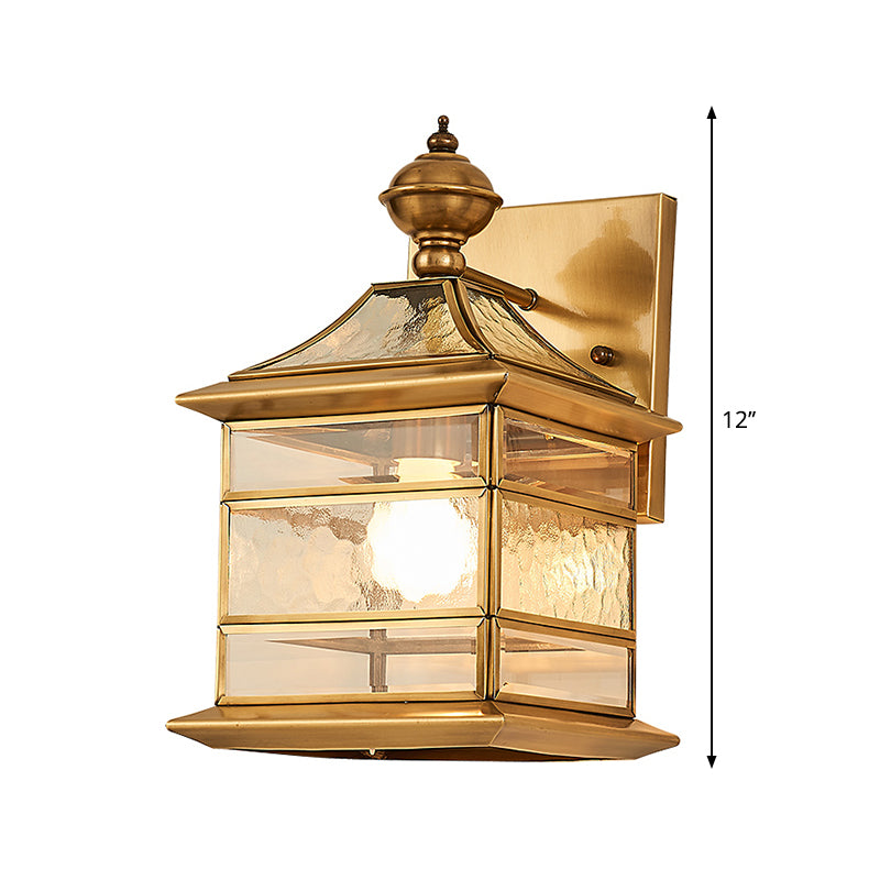 Brass Square Wall Lamp Traditionalist Metal 1 Light Living Room Wall Mount Lighting Clearhalo 'Wall Lamps & Sconces' 'Wall Lights' Lighting' 275118