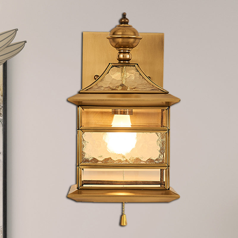 Brass Square Wall Lamp Traditionalist Metal 1 Light Living Room Wall Mount Lighting Brass A Clearhalo 'Wall Lamps & Sconces' 'Wall Lights' Lighting' 275120