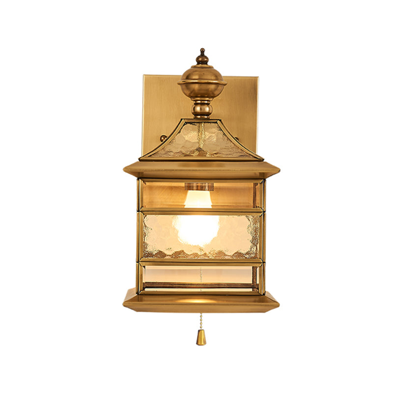 Brass Square Wall Lamp Traditionalist Metal 1 Light Living Room Wall Mount Lighting Clearhalo 'Wall Lamps & Sconces' 'Wall Lights' Lighting' 275123