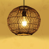 Ball Ceiling Light Asian Rattan 1 Bulb Coffee Pendant Light Fixture for Living Room Clearhalo 'Ceiling Lights' 'Modern Pendants' 'Modern' 'Pendant Lights' 'Pendants' Lighting' 275162