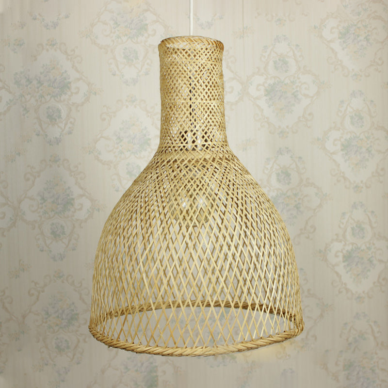 Rustic Woven Hanging Light Bamboo 1 Bulb Ceiling Pendant Lamp in Wood for Living Room Wood Clearhalo 'Ceiling Lights' 'Modern Pendants' 'Modern' 'Pendant Lights' 'Pendants' Lighting' 275371