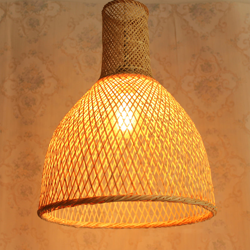 Rustic Woven Hanging Light Bamboo 1 Bulb Ceiling Pendant Lamp in Wood for Living Room Clearhalo 'Ceiling Lights' 'Modern Pendants' 'Modern' 'Pendant Lights' 'Pendants' Lighting' 275372