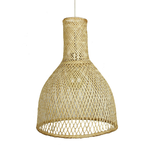 Rustic Woven Hanging Light Bamboo 1 Bulb Ceiling Pendant Lamp in Wood for Living Room Clearhalo 'Ceiling Lights' 'Modern Pendants' 'Modern' 'Pendant Lights' 'Pendants' Lighting' 275374