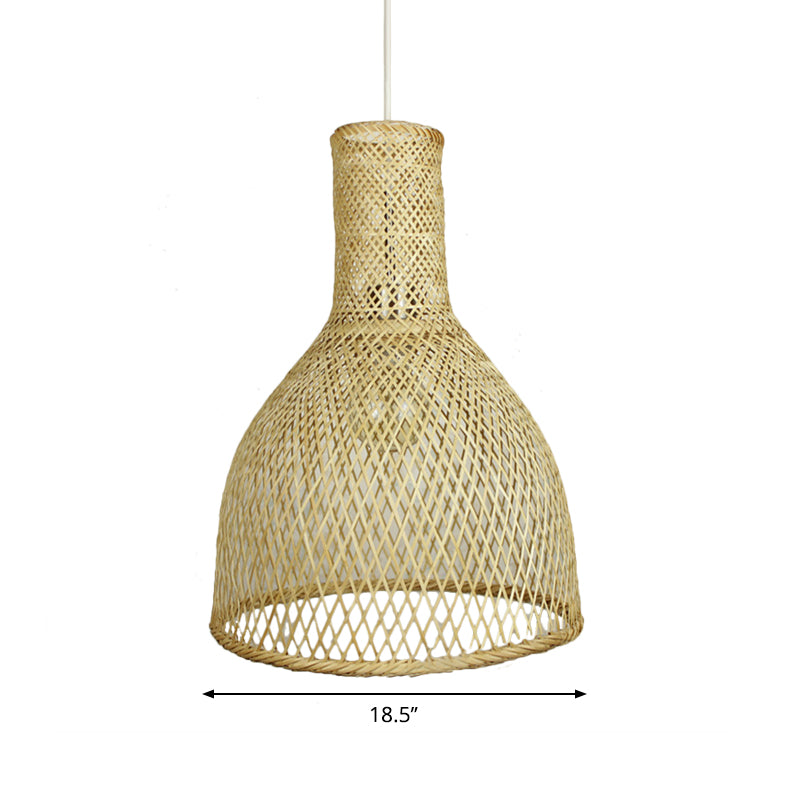 Rustic Woven Hanging Light Bamboo 1 Bulb Ceiling Pendant Lamp in Wood for Living Room Clearhalo 'Ceiling Lights' 'Modern Pendants' 'Modern' 'Pendant Lights' 'Pendants' Lighting' 275375