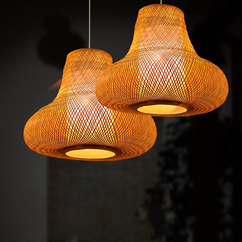 Bamboo Gourd Suspension Pendant Contemporary 1 Head Wood Hanging Ceiling Light Clearhalo 'Ceiling Lights' 'Modern Pendants' 'Modern' 'Pendant Lights' 'Pendants' Lighting' 275422