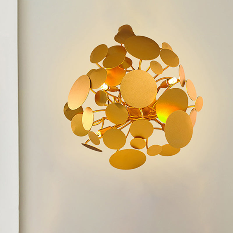 Circular Steel Wall Sconce Lighting Contemporary Style 4 Bulbs Living Room Wall Mount Light in Gold Gold Clearhalo 'Wall Lamps & Sconces' 'Wall Lights' Lighting' 275428