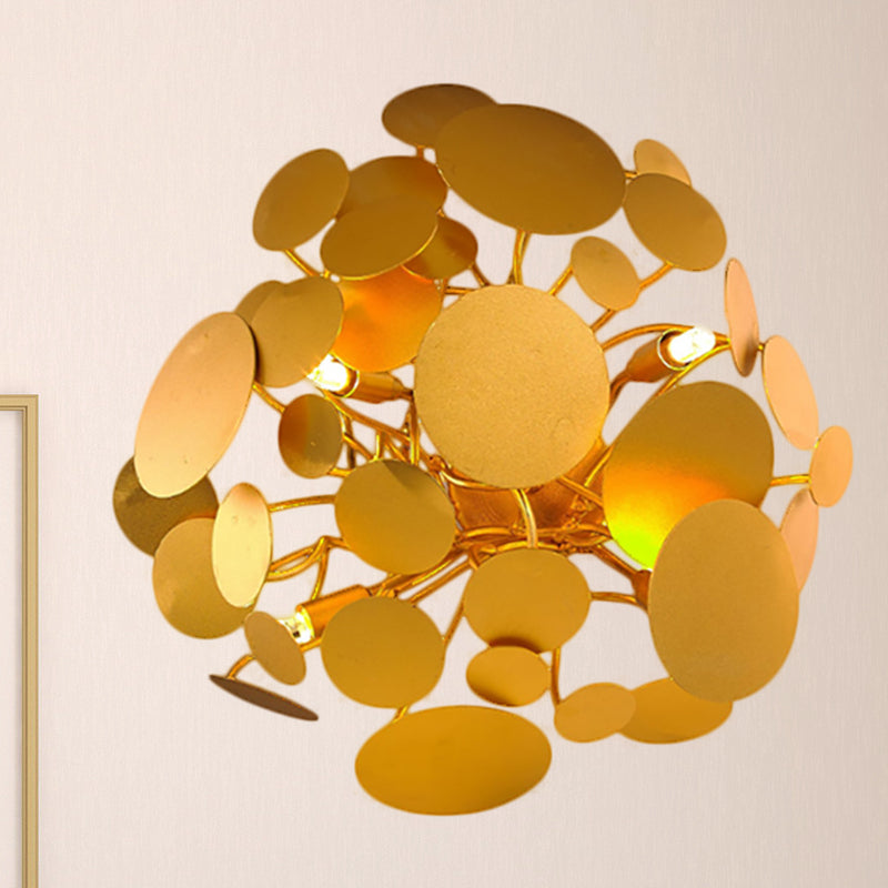 Circular Steel Wall Sconce Lighting Contemporary Style 4 Bulbs Living Room Wall Mount Light in Gold Clearhalo 'Wall Lamps & Sconces' 'Wall Lights' Lighting' 275429