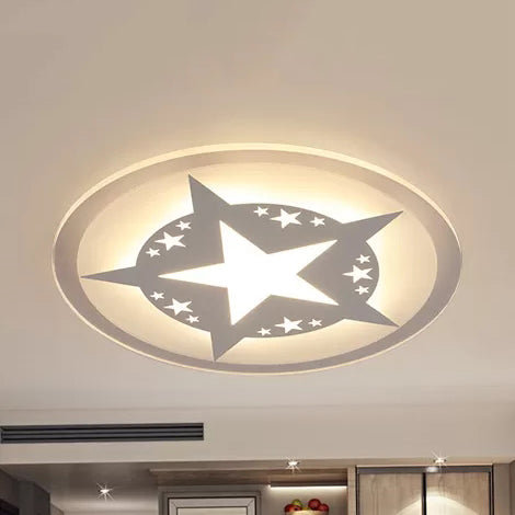 Circle Living Room Ceiling Lamp with Star Acrylic Contemporary Ceiling Mount Light in White Clearhalo 'Ceiling Lights' 'Close To Ceiling Lights' 'Close to ceiling' 'Flush mount' Lighting' 27543