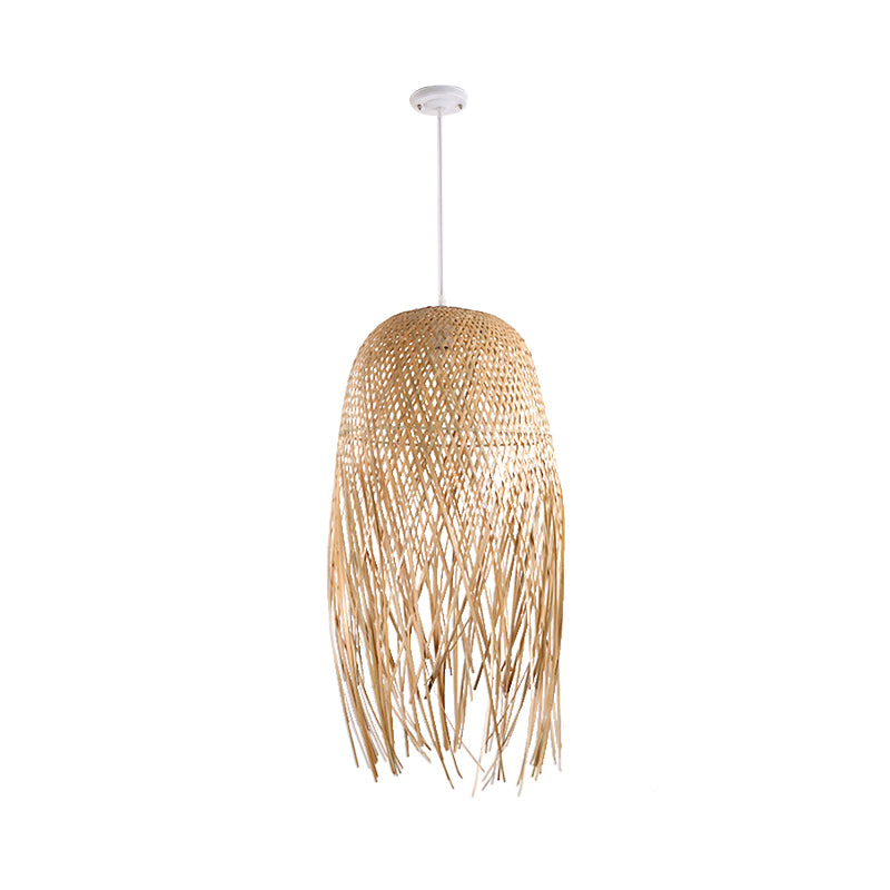 Wood Handcrafted Ceiling Light Asian Bamboo 1 Bulb Pendant Light Fixture for Living Room Clearhalo 'Ceiling Lights' 'Modern Pendants' 'Modern' 'Pendant Lights' 'Pendants' Lighting' 275447