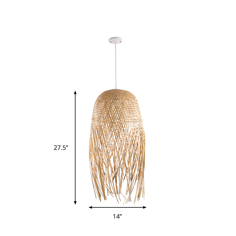 Wood Handcrafted Ceiling Light Asian Bamboo 1 Bulb Pendant Light Fixture for Living Room Clearhalo 'Ceiling Lights' 'Modern Pendants' 'Modern' 'Pendant Lights' 'Pendants' Lighting' 275448