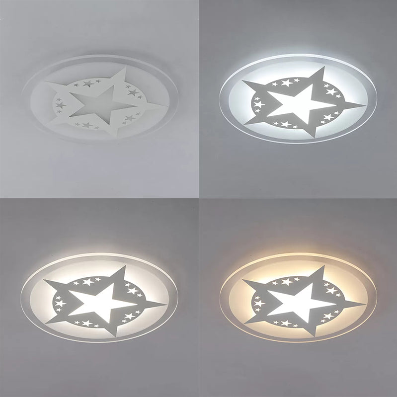 Circle Living Room Ceiling Lamp with Star Acrylic Contemporary Ceiling Mount Light in White Clearhalo 'Ceiling Lights' 'Close To Ceiling Lights' 'Close to ceiling' 'Flush mount' Lighting' 27545