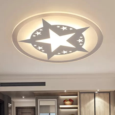 Circle Living Room Ceiling Lamp with Star Acrylic Contemporary Ceiling Mount Light in White Clearhalo 'Ceiling Lights' 'Close To Ceiling Lights' 'Close to ceiling' 'Flush mount' Lighting' 27546