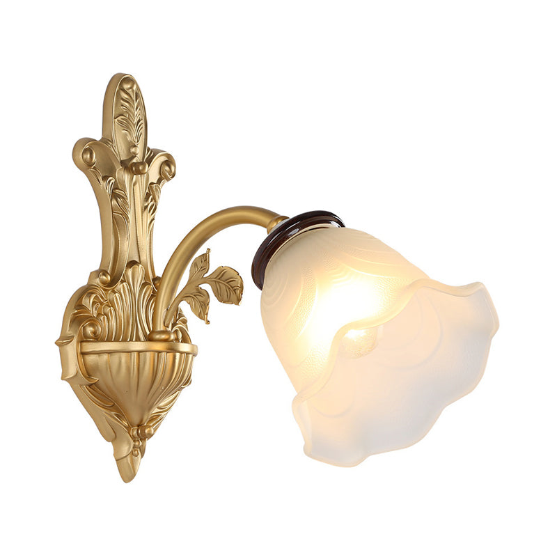 Milk Glass Bell Wall Light Sconce Vintage Stylish 1/2-Head Hallway Wall Mount Lamp in Brass Clearhalo 'Wall Lamps & Sconces' 'Wall Lights' Lighting' 275534