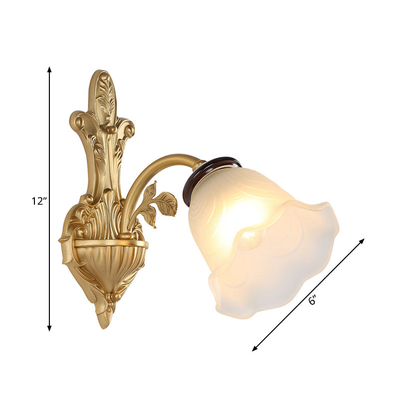 Milk Glass Bell Wall Light Sconce Vintage Stylish 1/2-Head Hallway Wall Mount Lamp in Brass Clearhalo 'Wall Lamps & Sconces' 'Wall Lights' Lighting' 275535