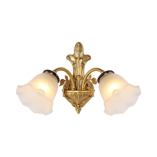 Milk Glass Bell Wall Light Sconce Vintage Stylish 1/2-Head Hallway Wall Mount Lamp in Brass Clearhalo 'Wall Lamps & Sconces' 'Wall Lights' Lighting' 275539