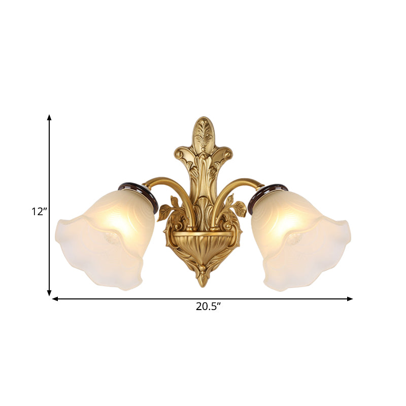 Milk Glass Bell Wall Light Sconce Vintage Stylish 1/2-Head Hallway Wall Mount Lamp in Brass Clearhalo 'Wall Lamps & Sconces' 'Wall Lights' Lighting' 275540